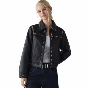 Levi's Studded Faux Leather Moto Jacket Small Black Biker Punk NWT